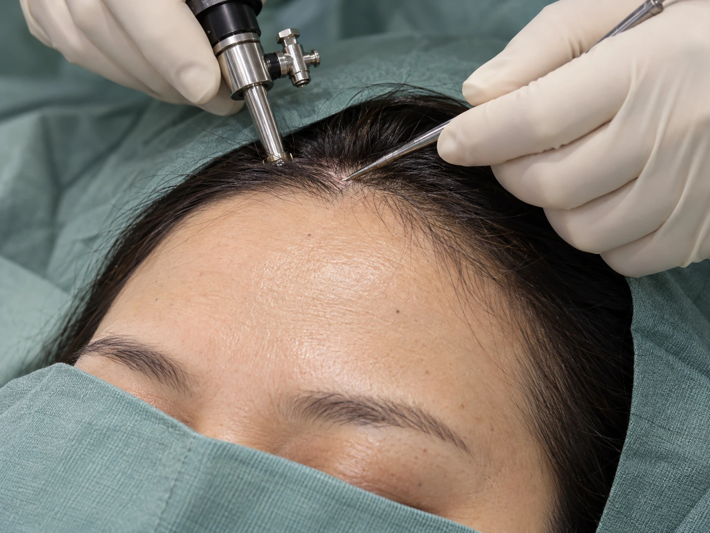 Endoscopic hairline access context