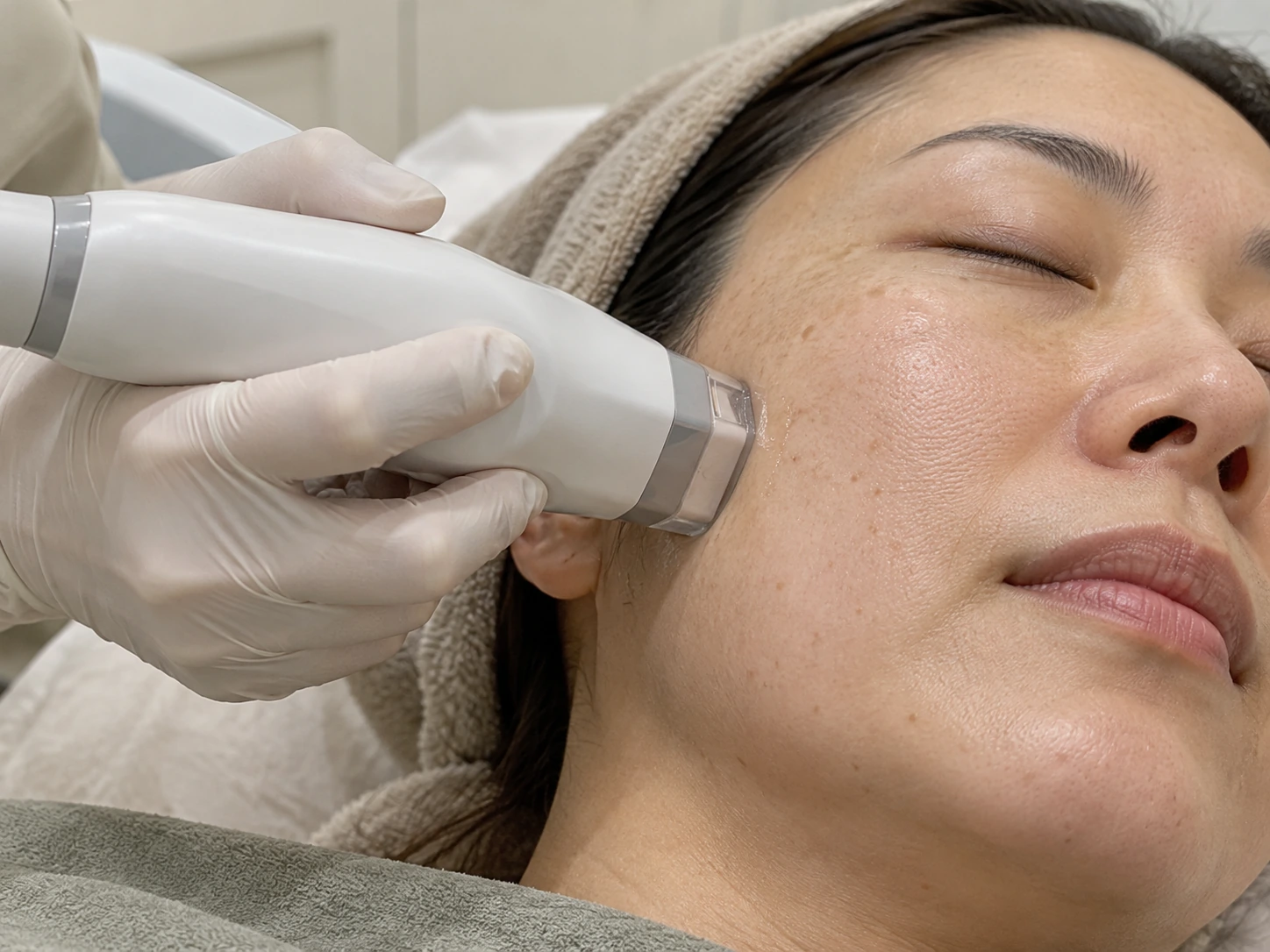 Cooling-assisted RF skin contact