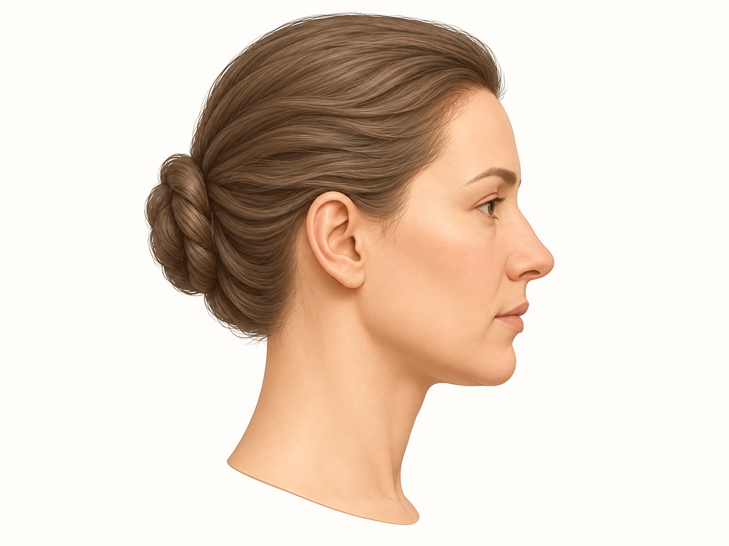 The same illustrated teaching head facing right in profile.