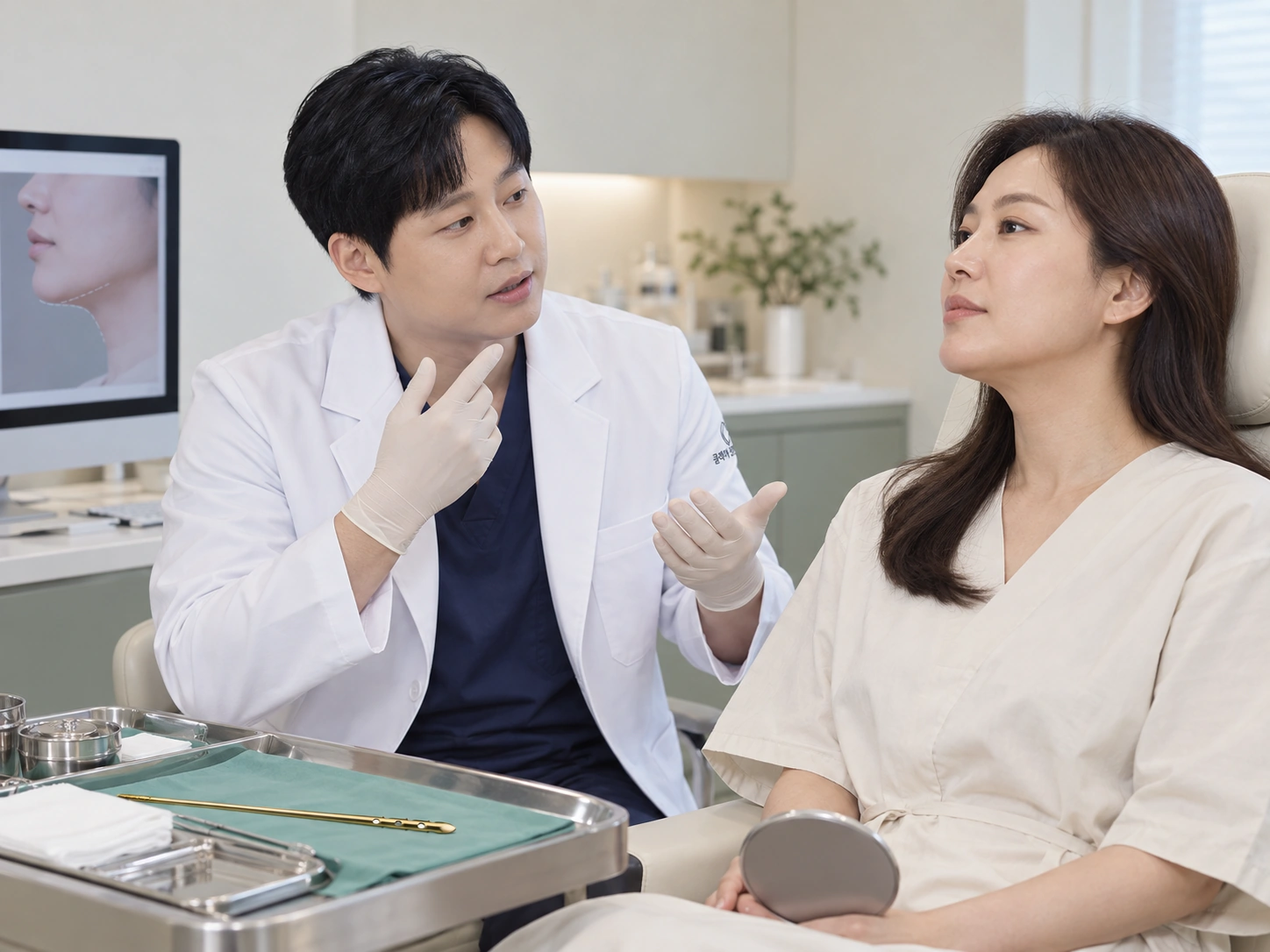 이중턱 지방흡입·근육묶기